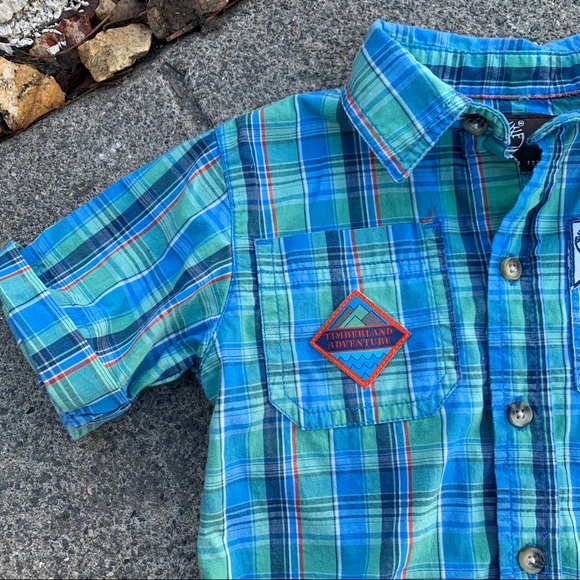 Boys Blue Plaid 100% Cotton Button Up Shirt | 24 Mo - Picture 4 of 9